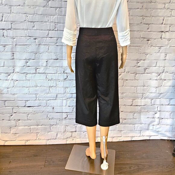 KIM ROGERS - cotton blend cropped black capri pants - Picture 7 of 8